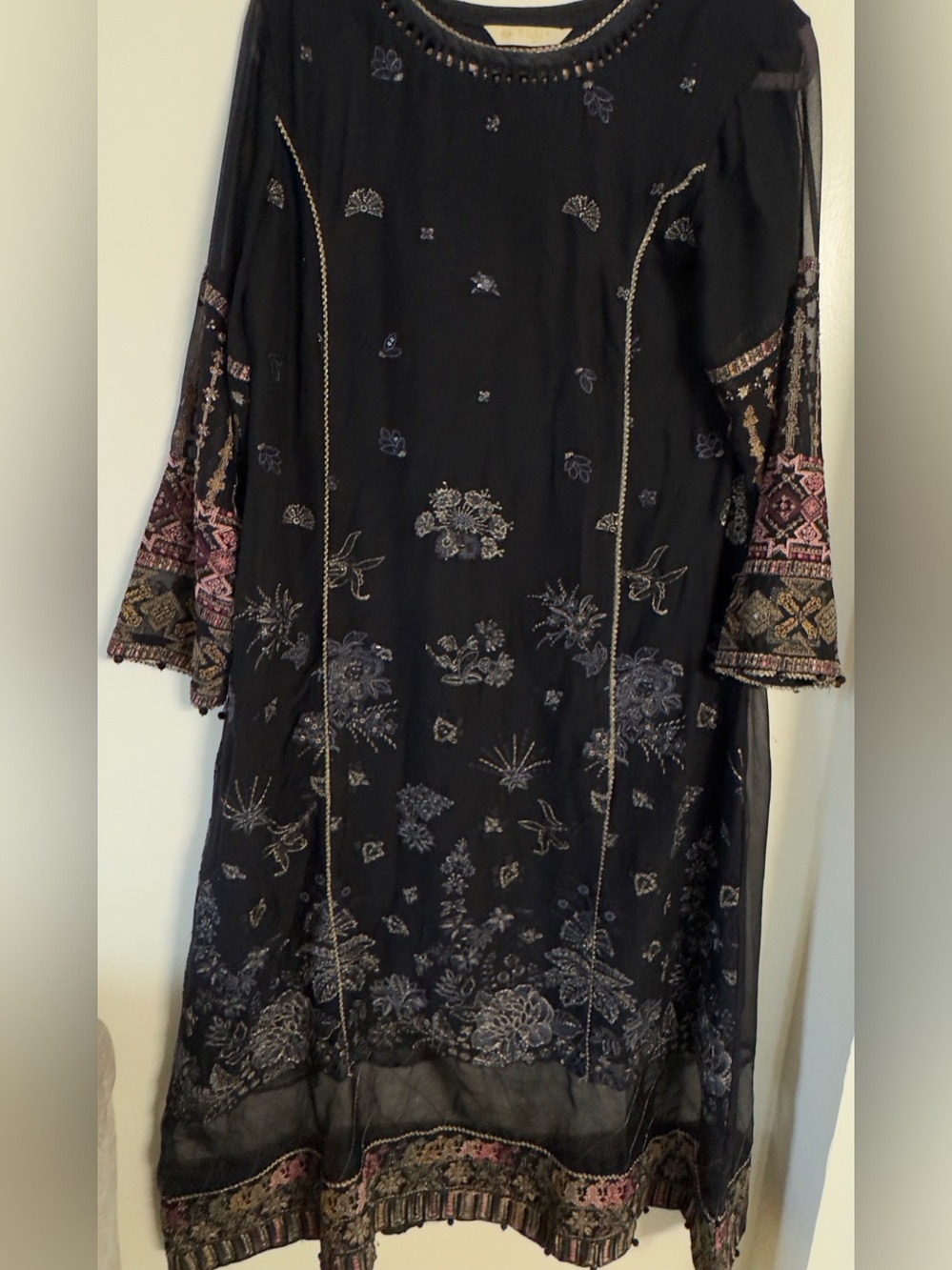 Black Women's Dress with Pink Accent Sleeves
